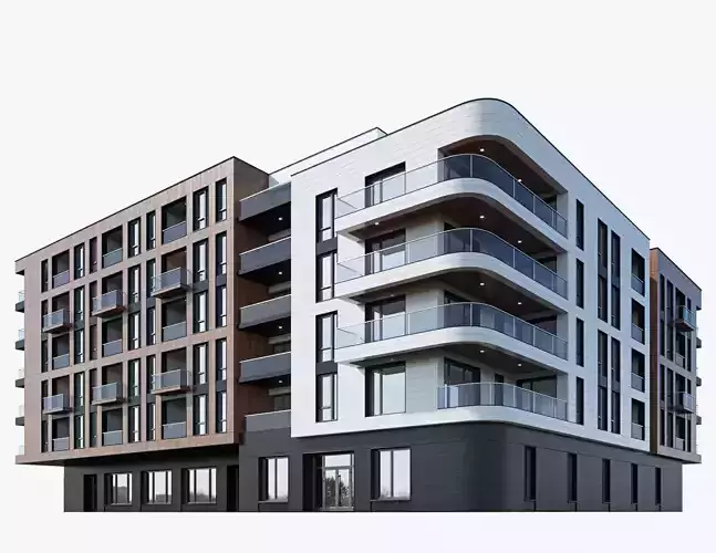 Modern residential building 16 3D model
