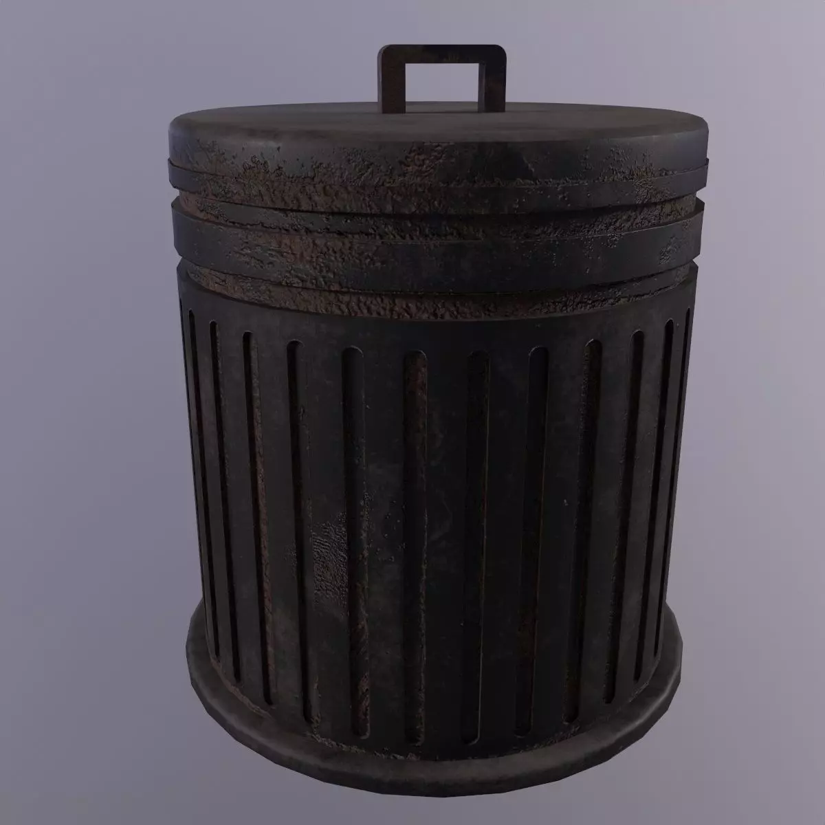 Trash Can - Game Ready - PBR 3D Model Low-poly 3D model_0