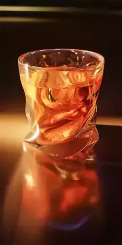 Whiskey in glass with ice