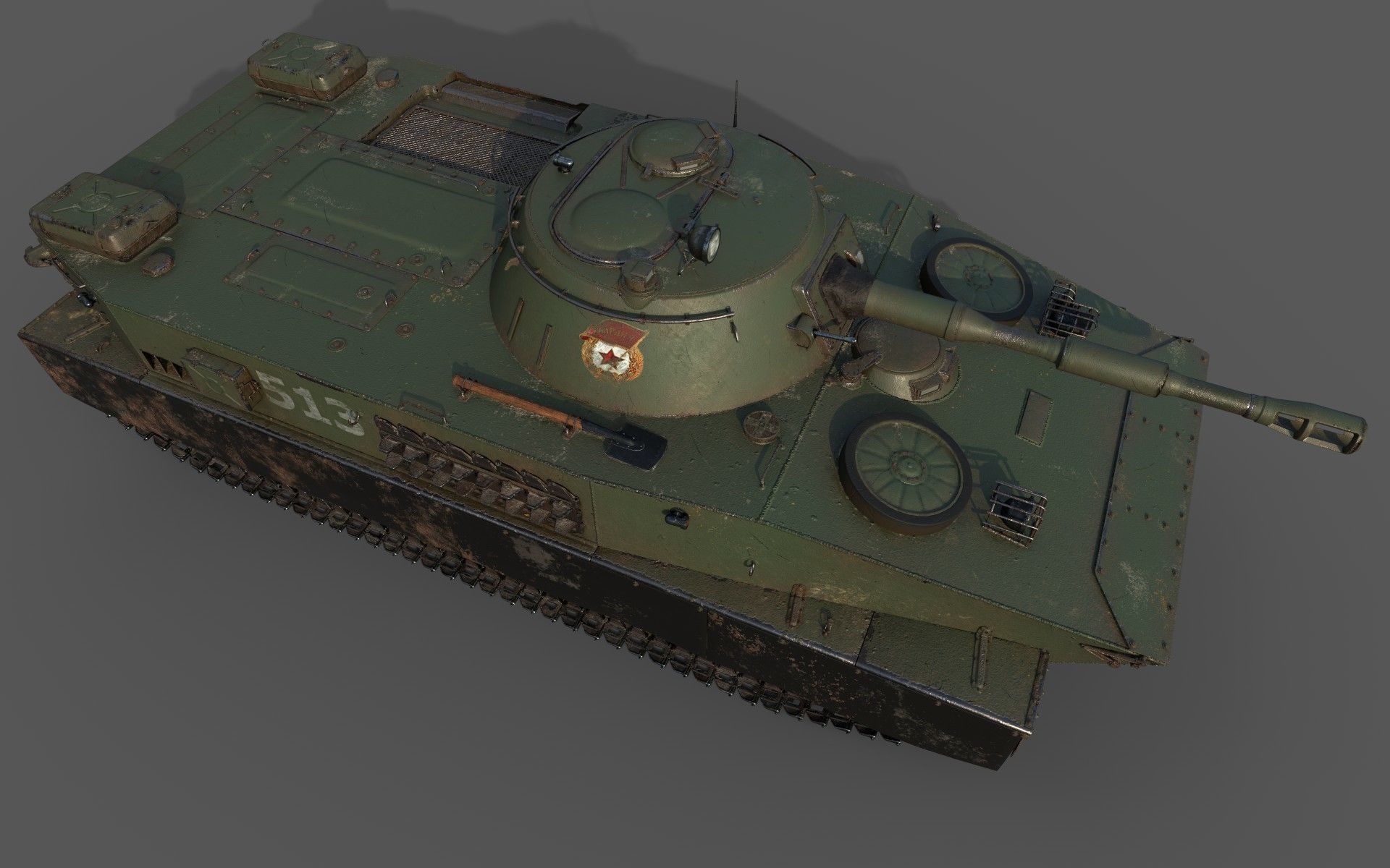 Soviet Tank PT 76 3D model_8