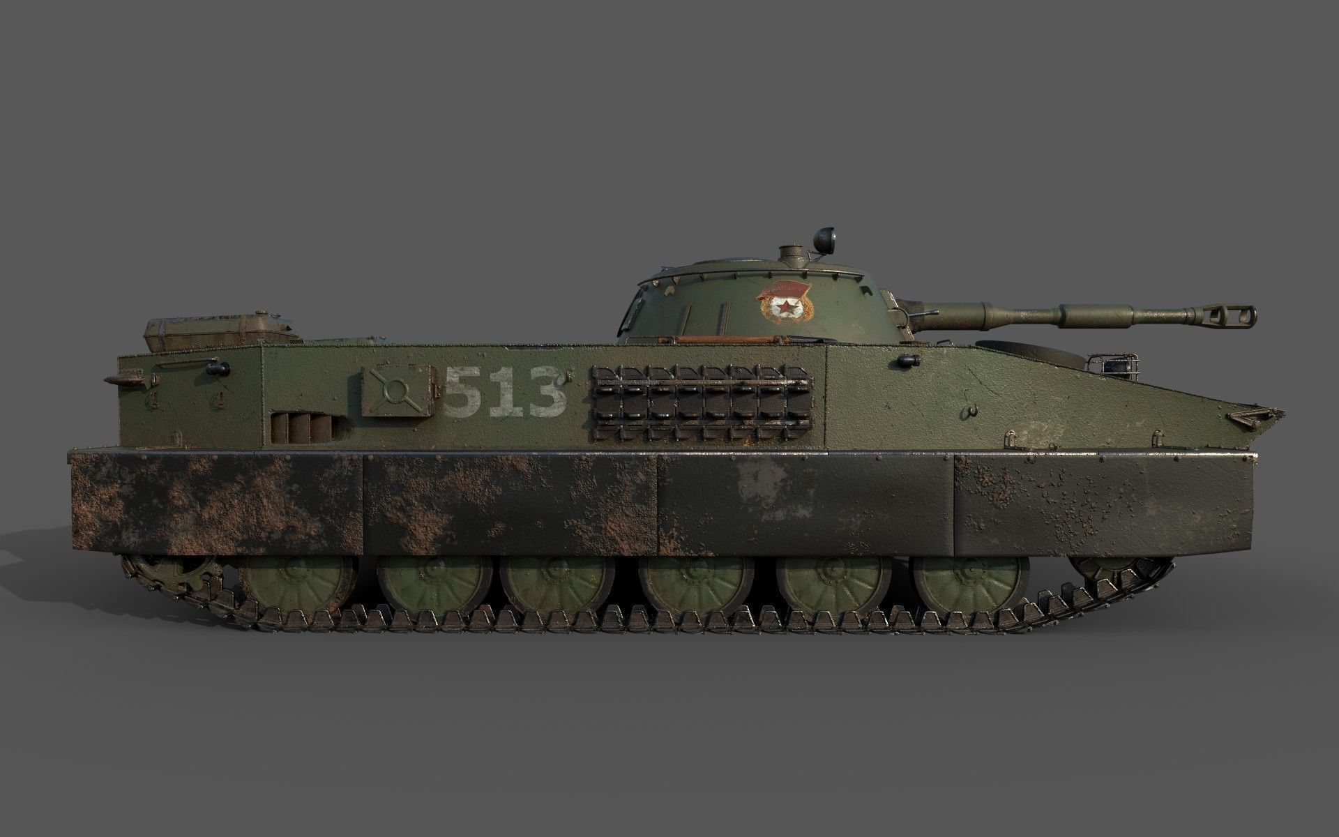 Soviet Tank PT 76 3D model_4
