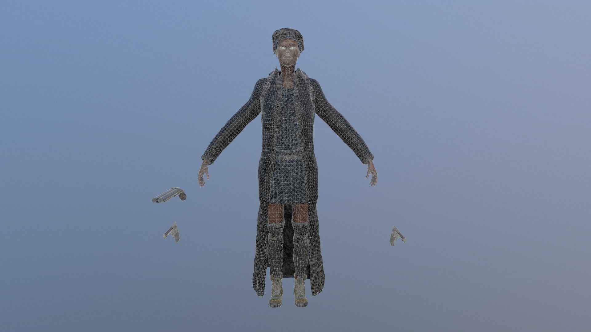 PostApocalypticGirl revolver Low-poly 3D model_30