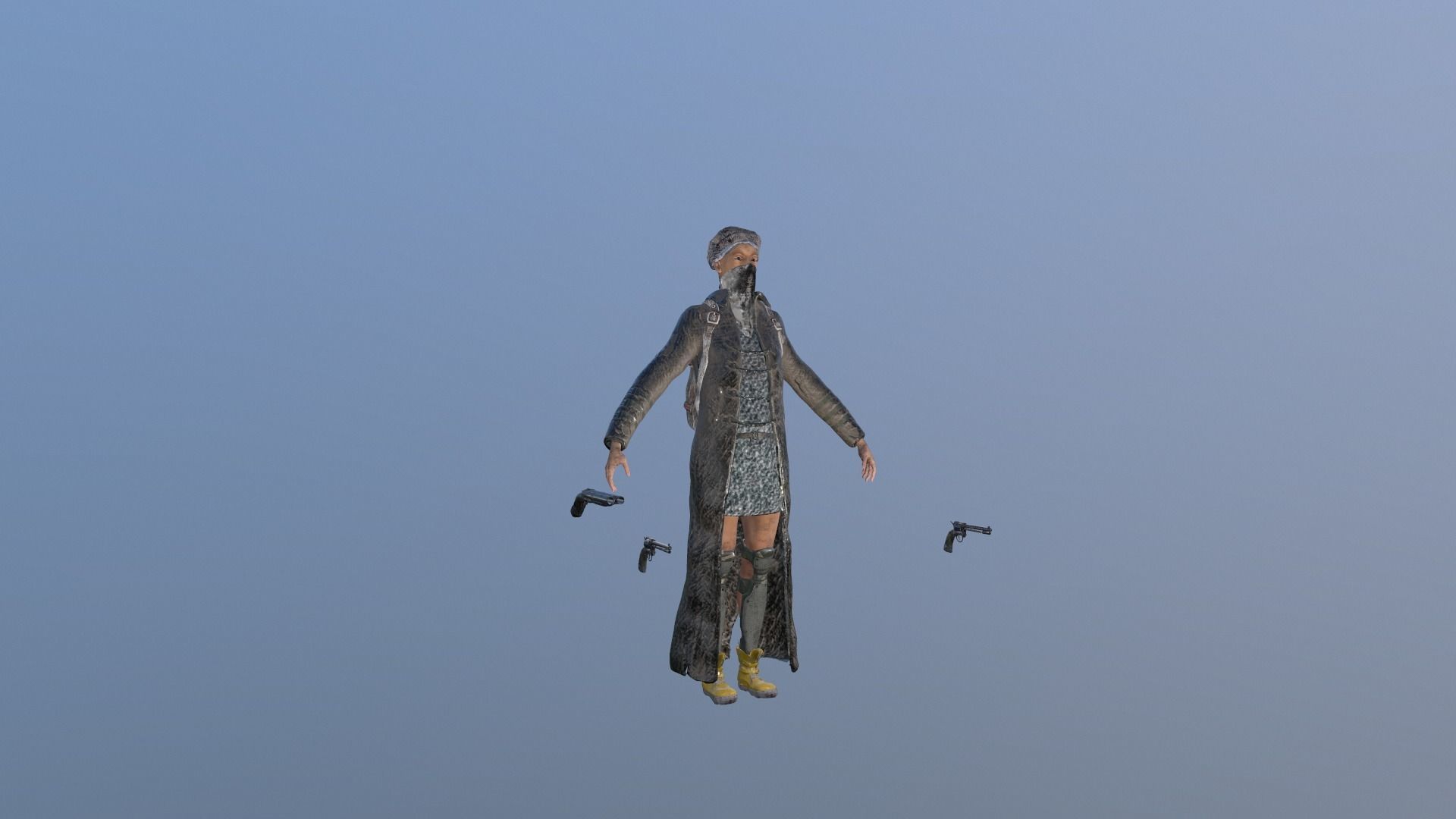 PostApocalypticGirl revolver Low-poly 3D model_9