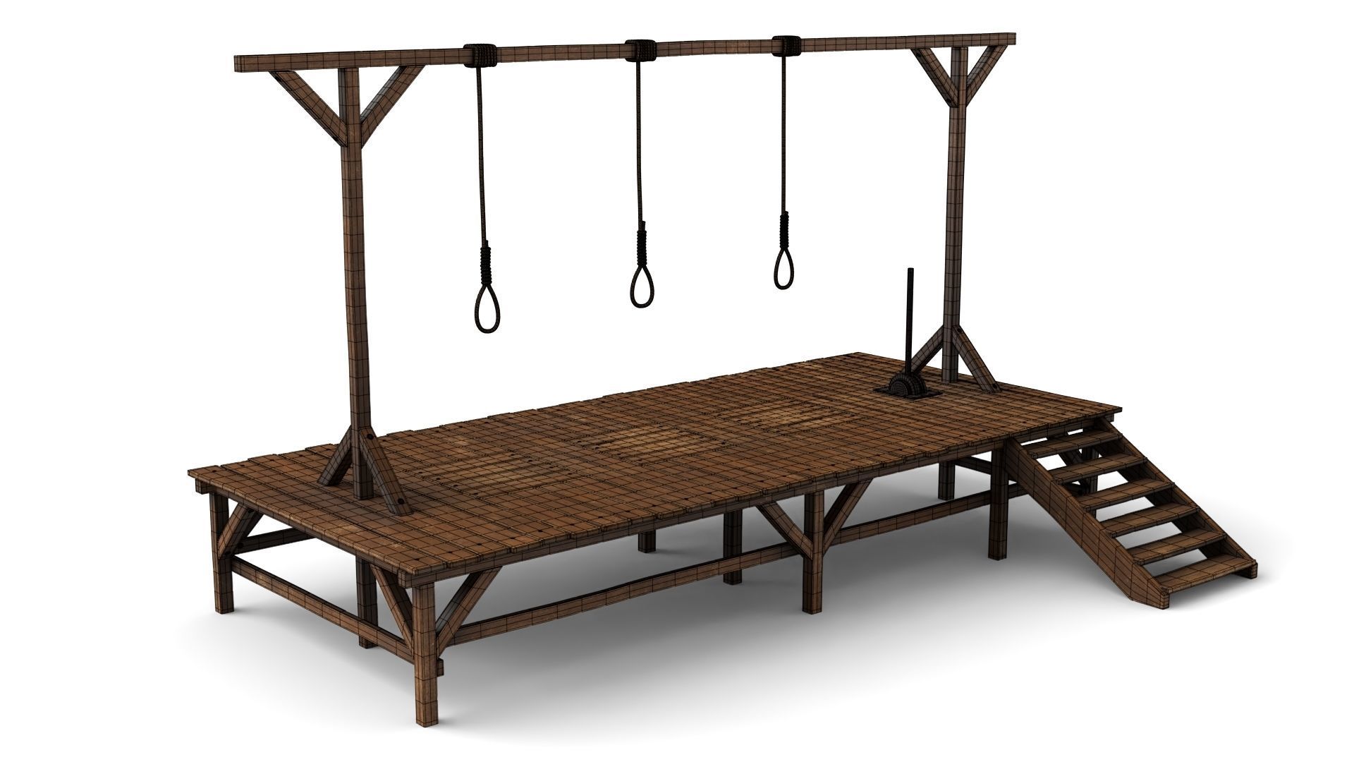Gallows hanging platform 3D model_10
