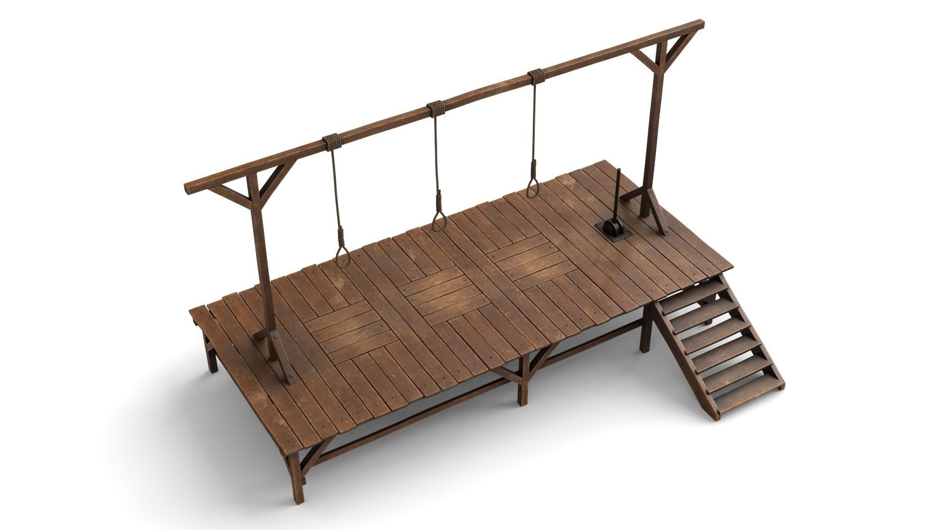 Gallows hanging platform 3D model_2