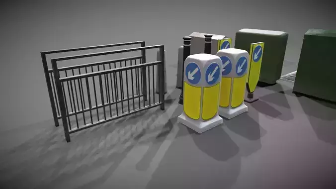 Street furniture Low poly PBR Low-poly 3D model
