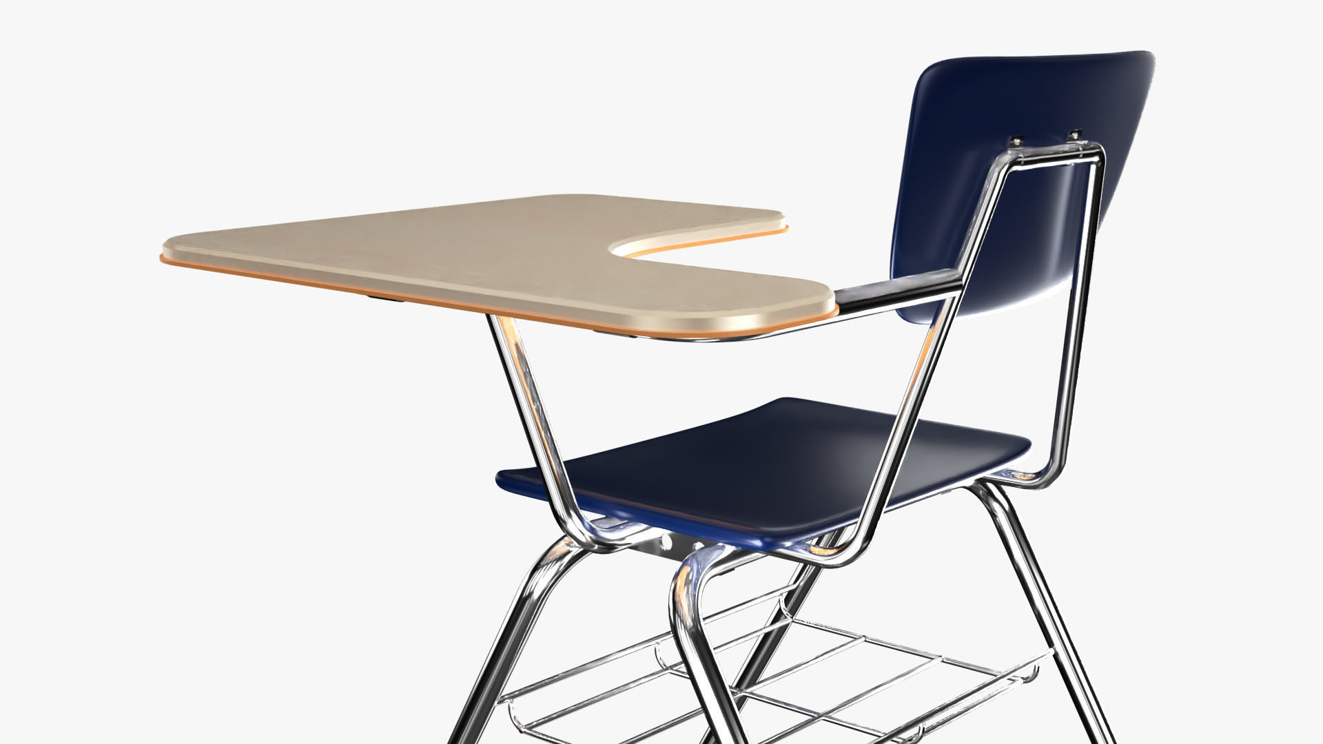 Student desk and chair 3D model_11