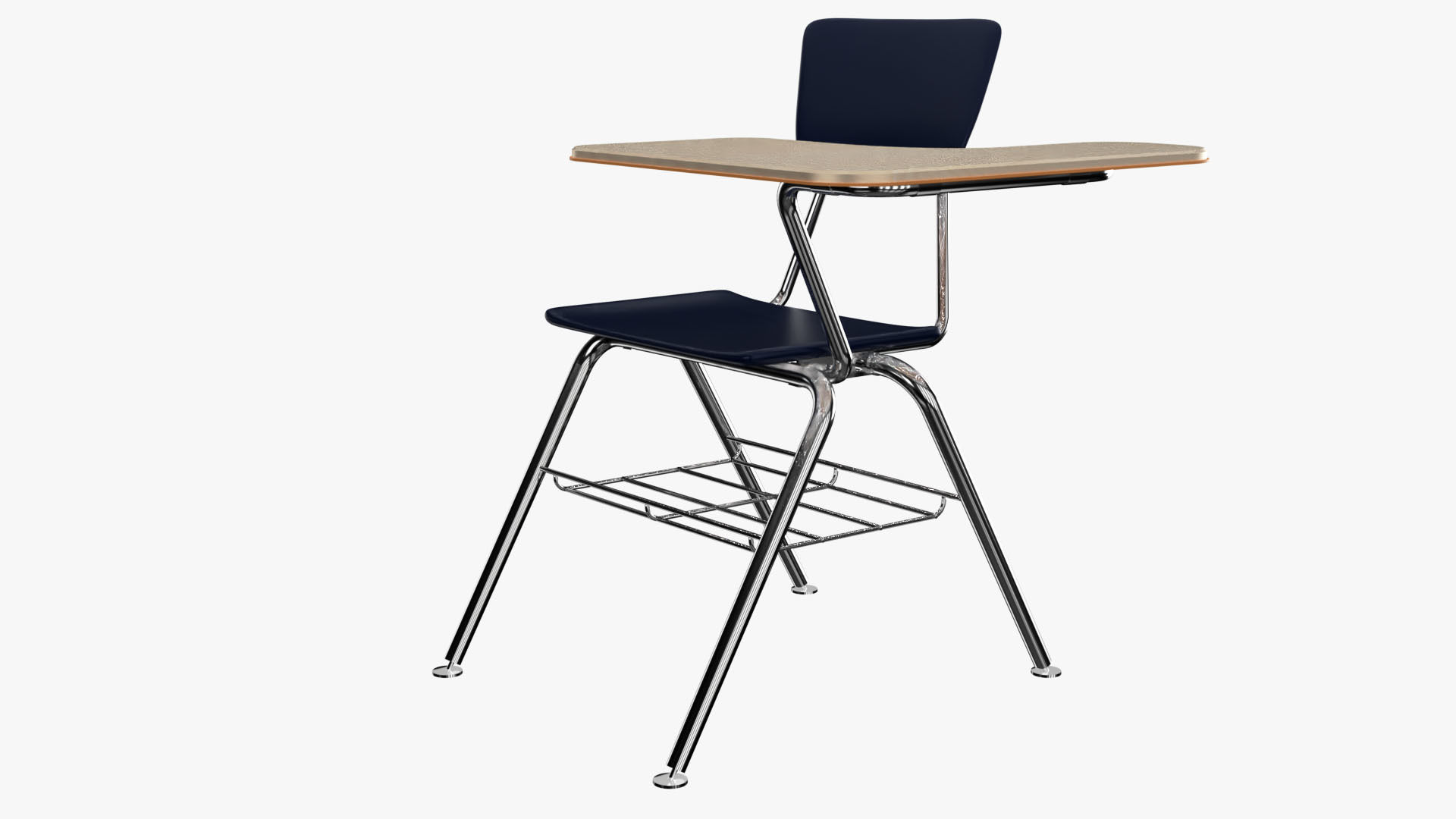 Student desk and chair 3D model_14
