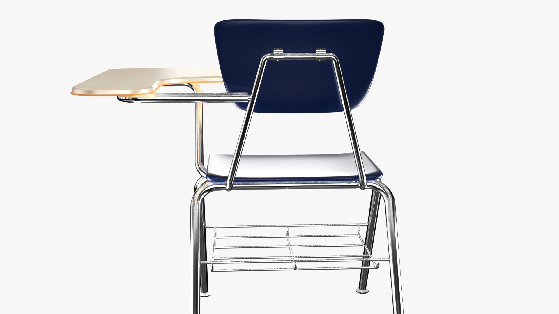 Student desk and chair 3D model_9