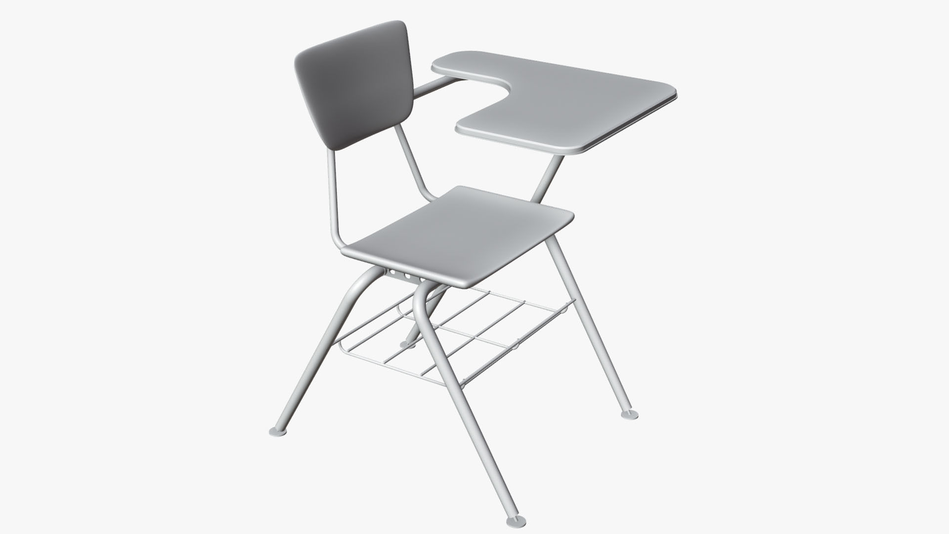 Student desk and chair 3D model_17