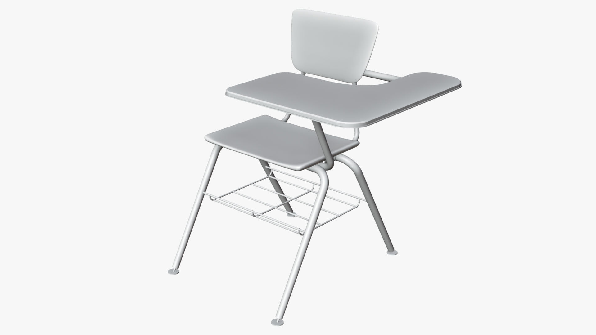 Student desk and chair 3D model_19