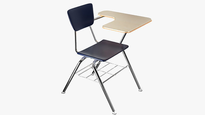 Student desk and chair 3D model