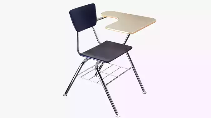 Student desk and chair 3D model