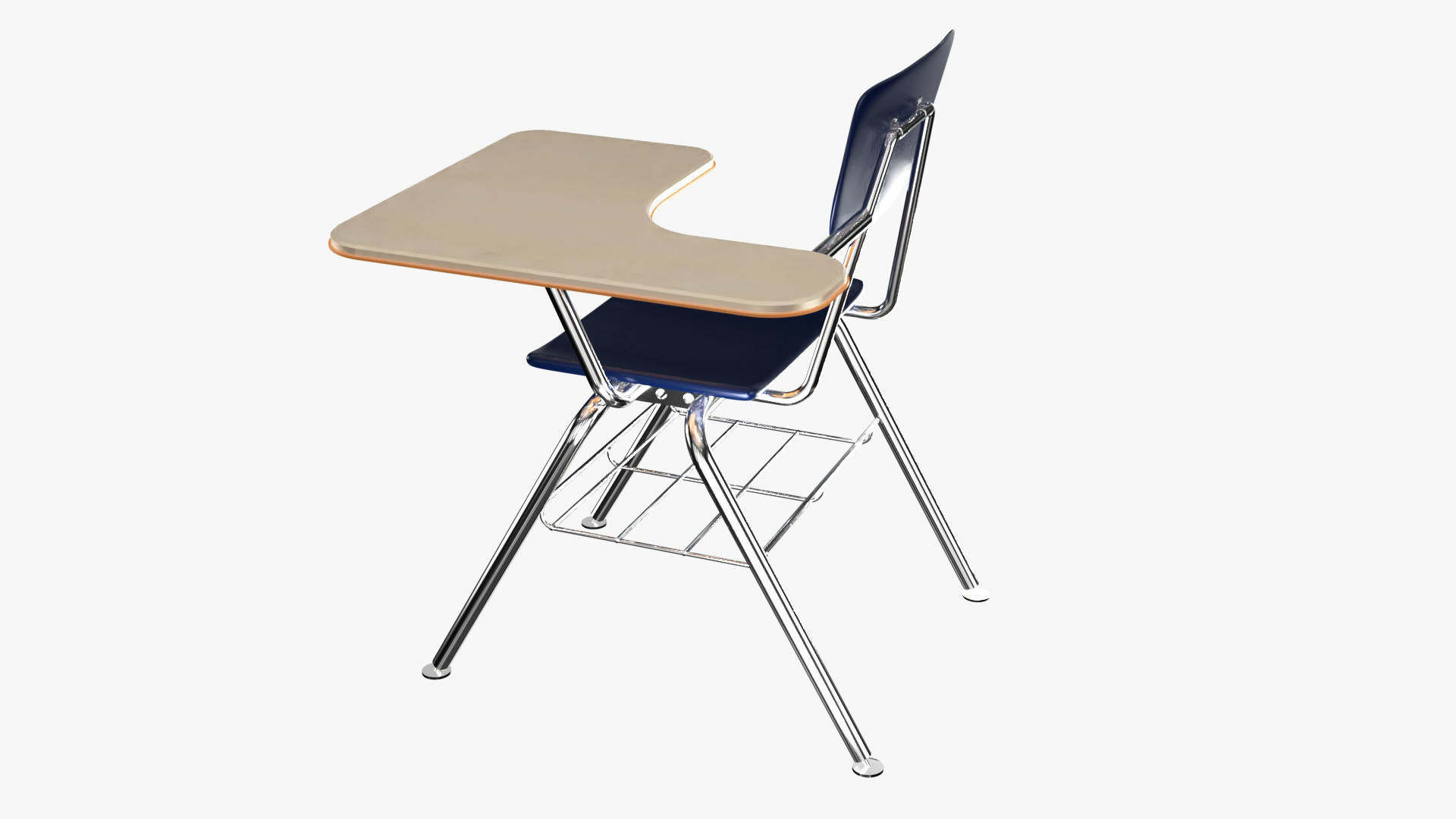 Student desk and chair 3D model_3