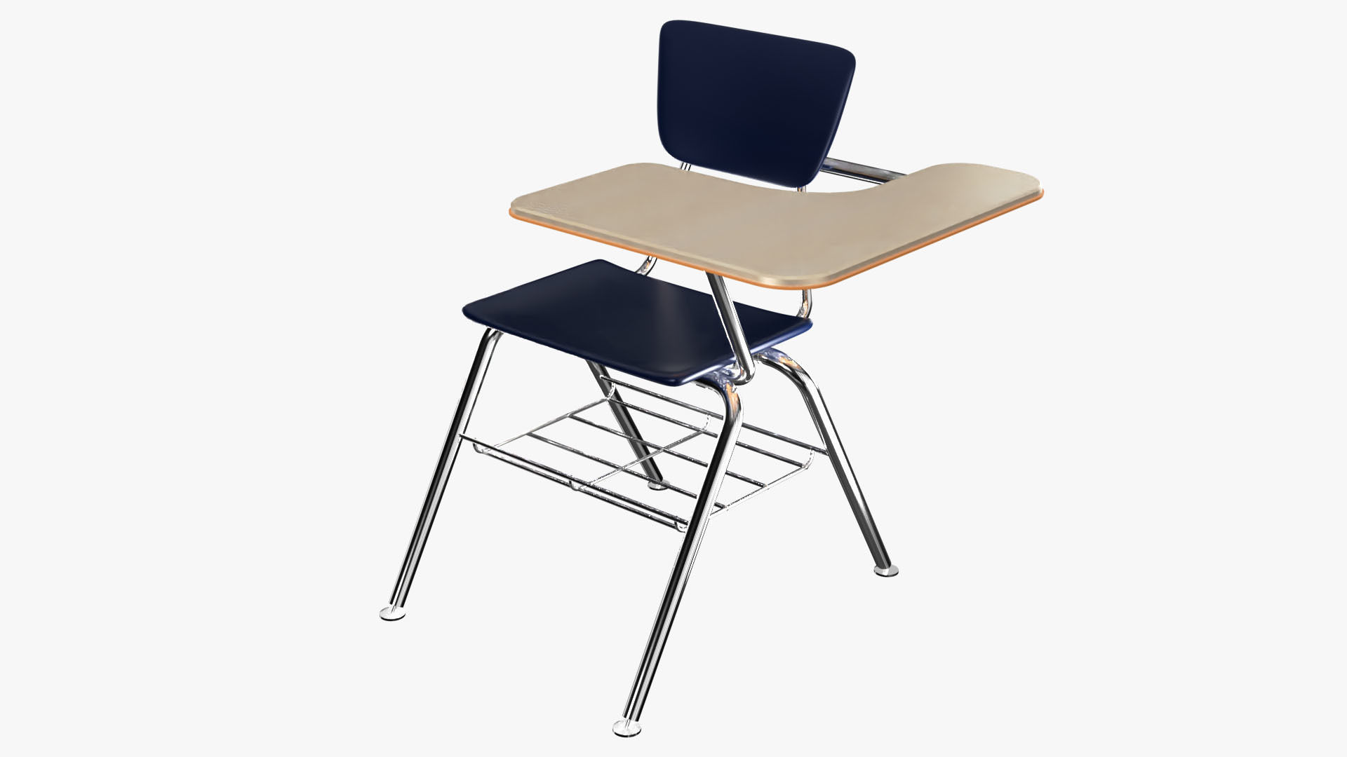 Student desk and chair 3D model_2