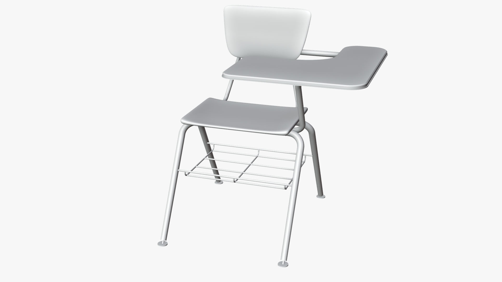 Student desk and chair 3D model_18