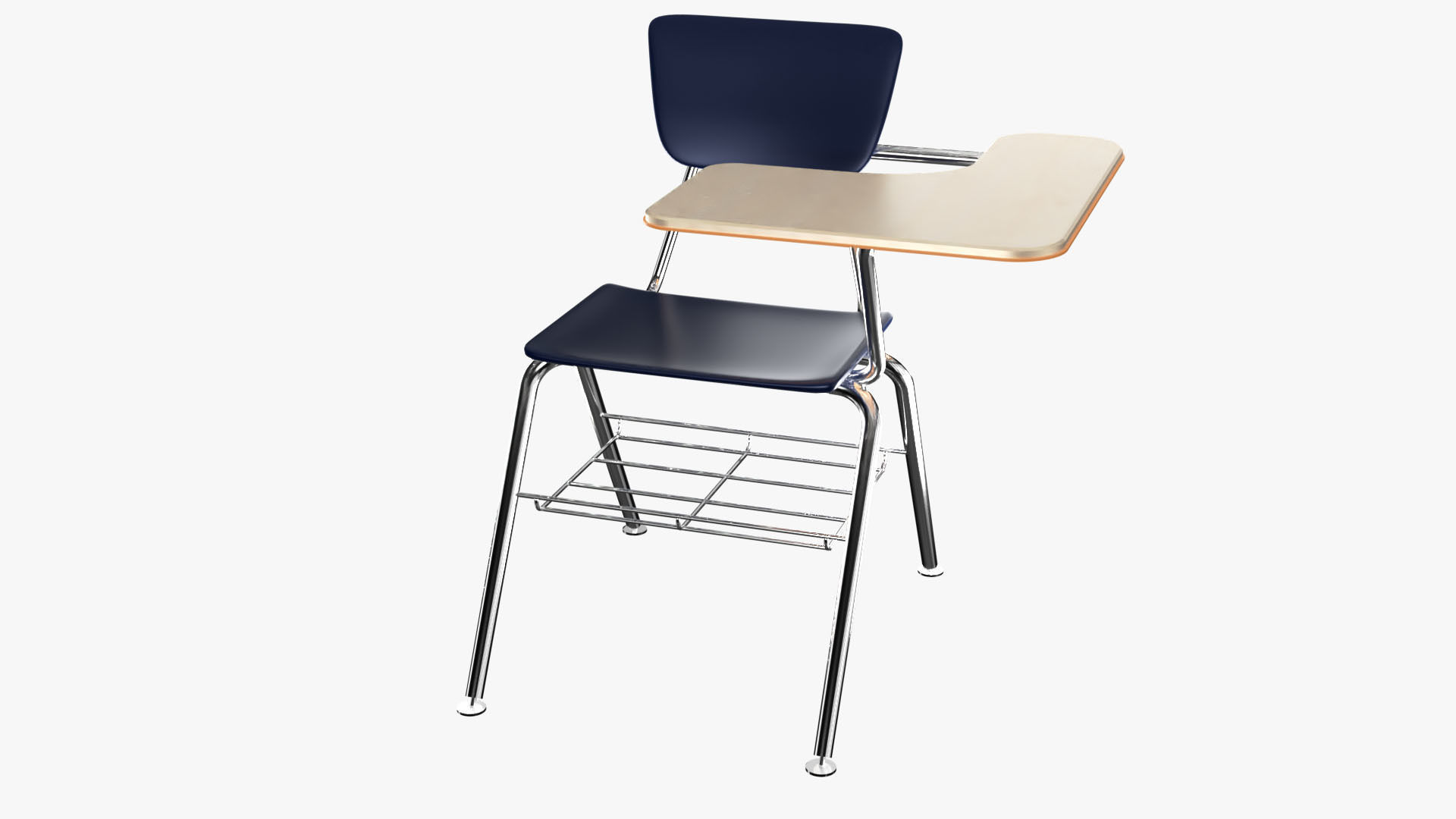 Student desk and chair 3D model_1