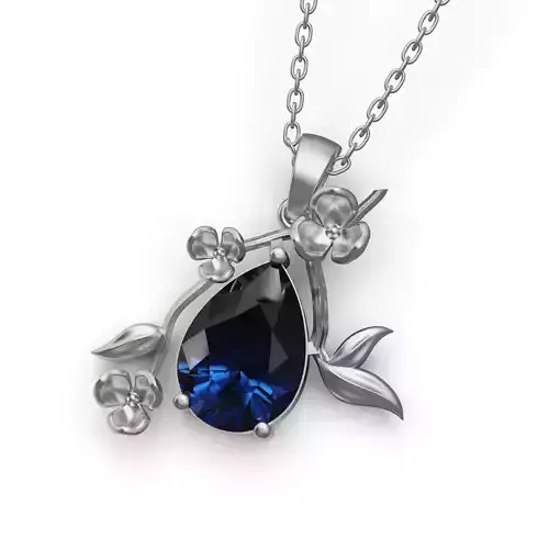 pendant rhodium plated rose gold with amethyst 3D print model