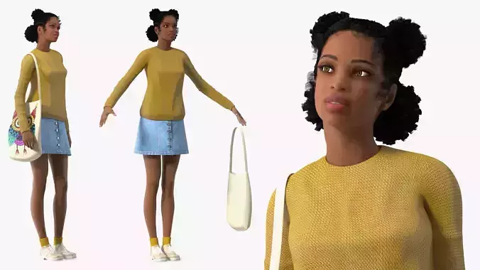 Street Style Light Skin Black Teenage Girl Rigged