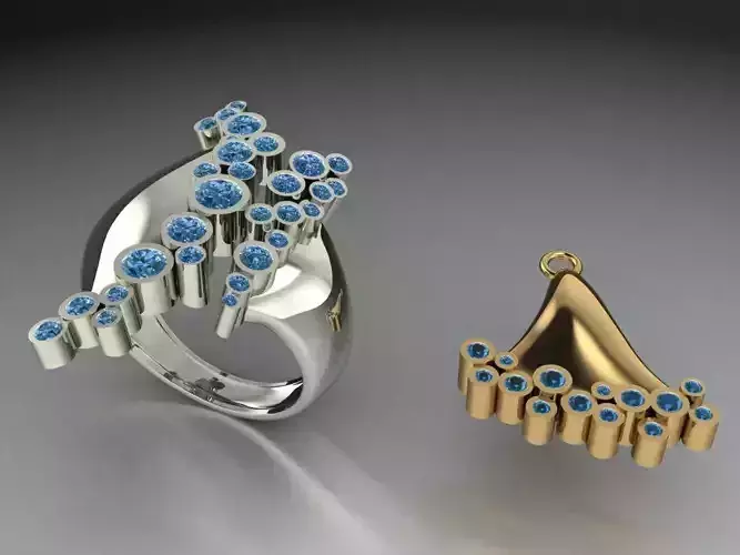 Coral ring and earring collection  509