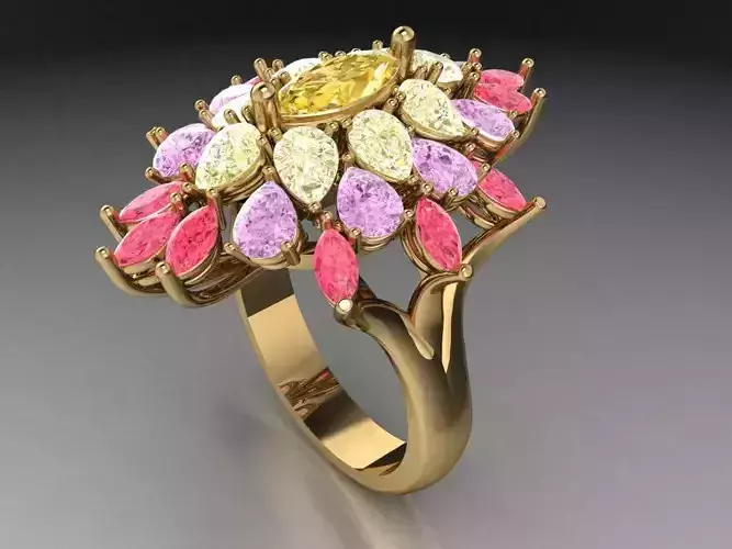 Marquise  and pear color ring  510