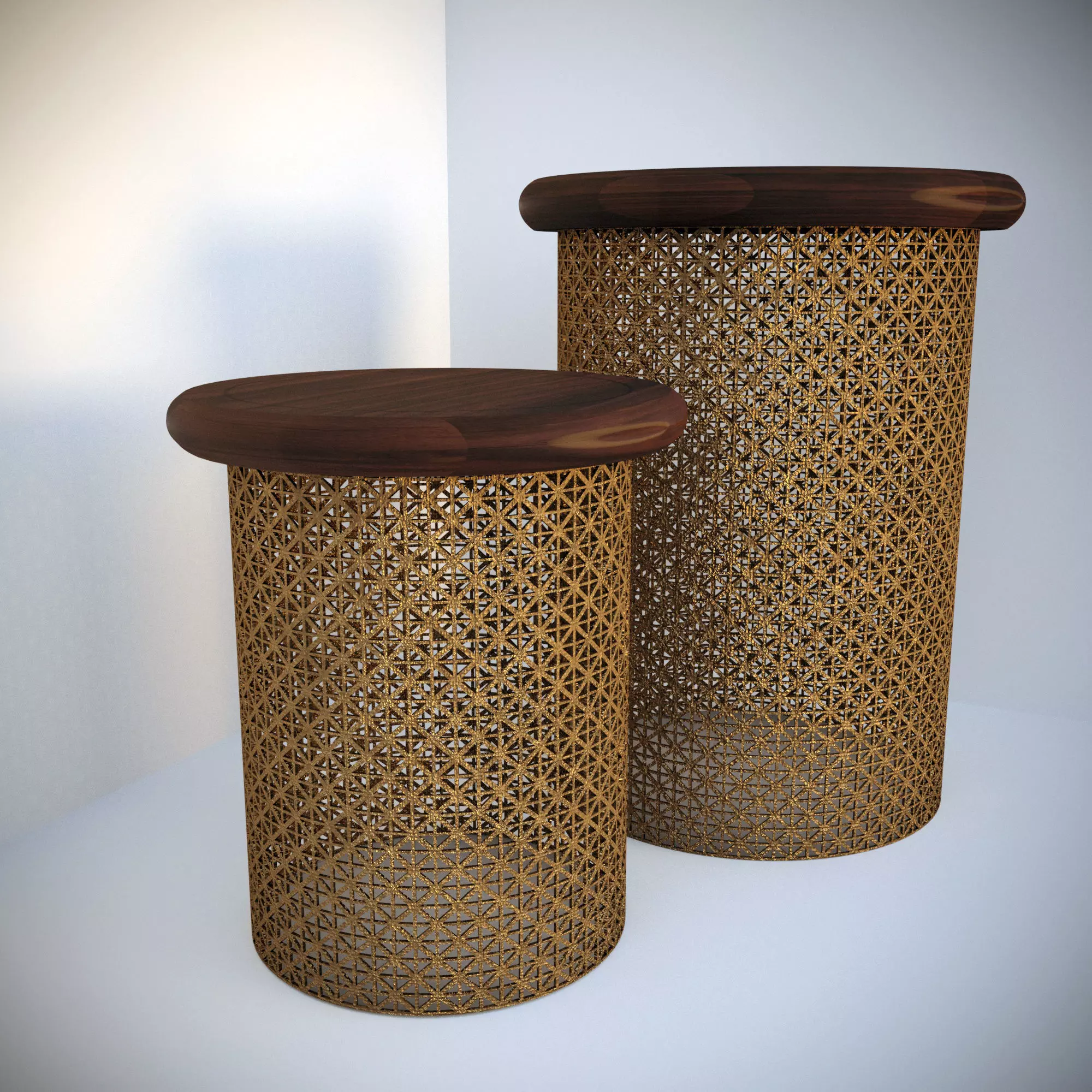 Metal round coffee tables Free low-poly 3D model