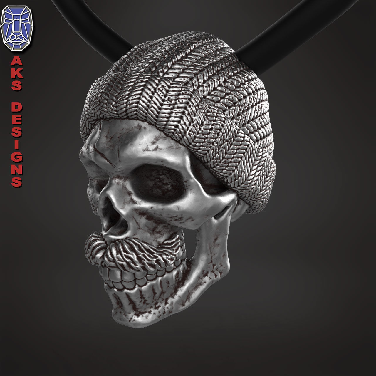 skull Pendant Jewelry skull with cap ver 2 3D print model_3
