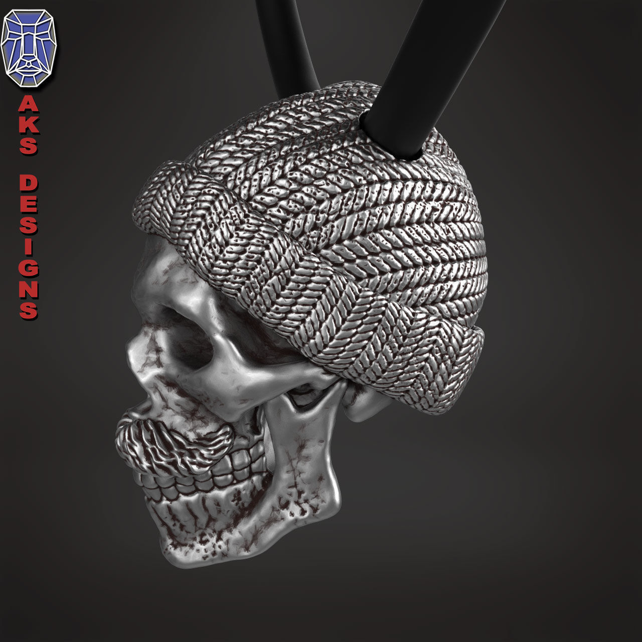 skull Pendant Jewelry skull with cap ver 2 3D print model_6