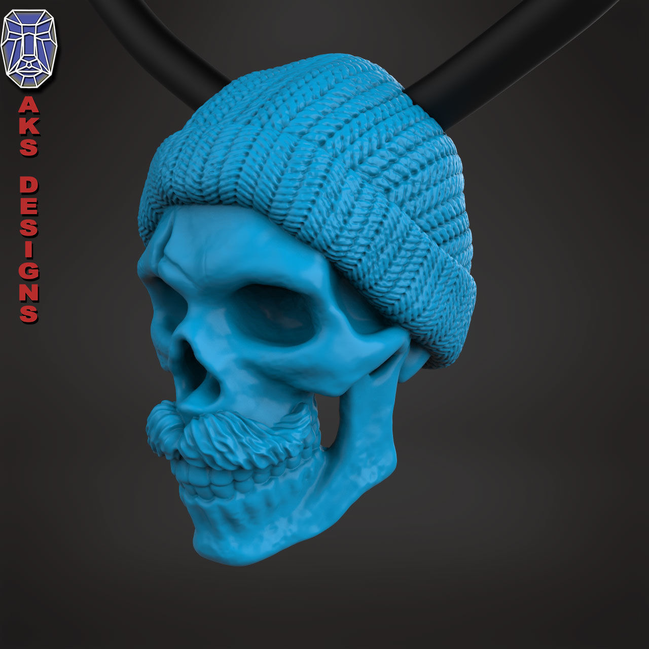 skull Pendant Jewelry skull with cap ver 2 3D print model_5