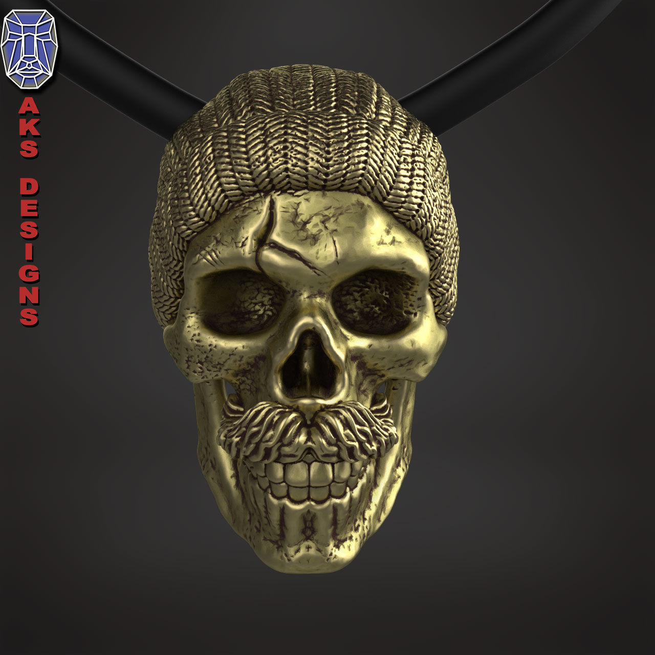 skull Pendant Jewelry skull with cap ver 2 3D print model_1