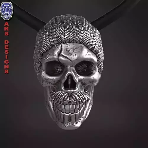 skull Pendant  Jewelry skull with cap ver 2 3D print model