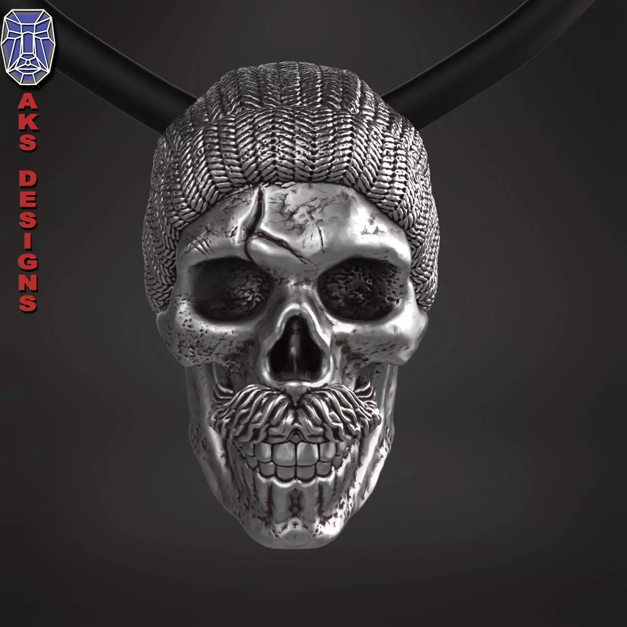 skull Pendant Jewelry skull with cap ver 2 3D print model_0