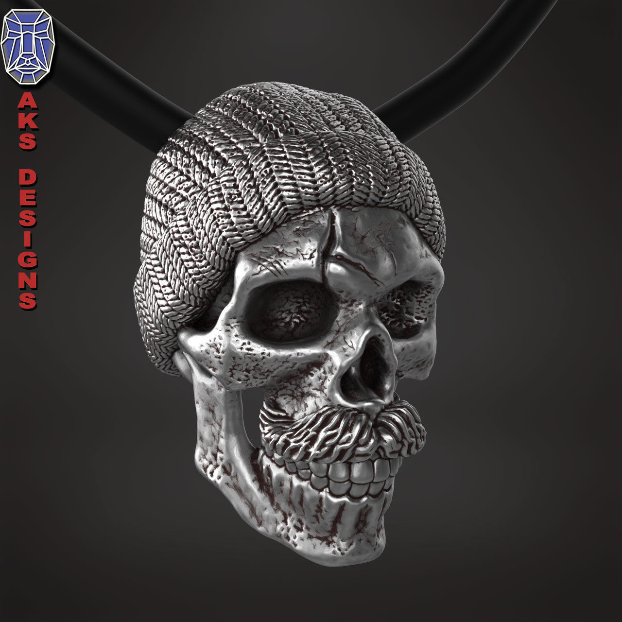 skull Pendant Jewelry skull with cap ver 2 3D print model_12