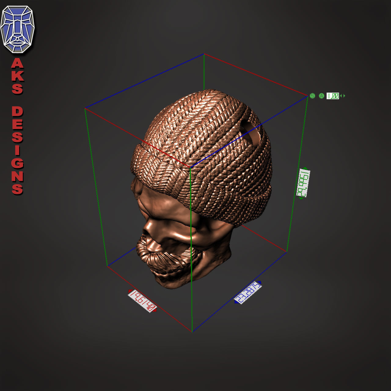 skull Pendant Jewelry skull with cap ver 2 3D print model_18