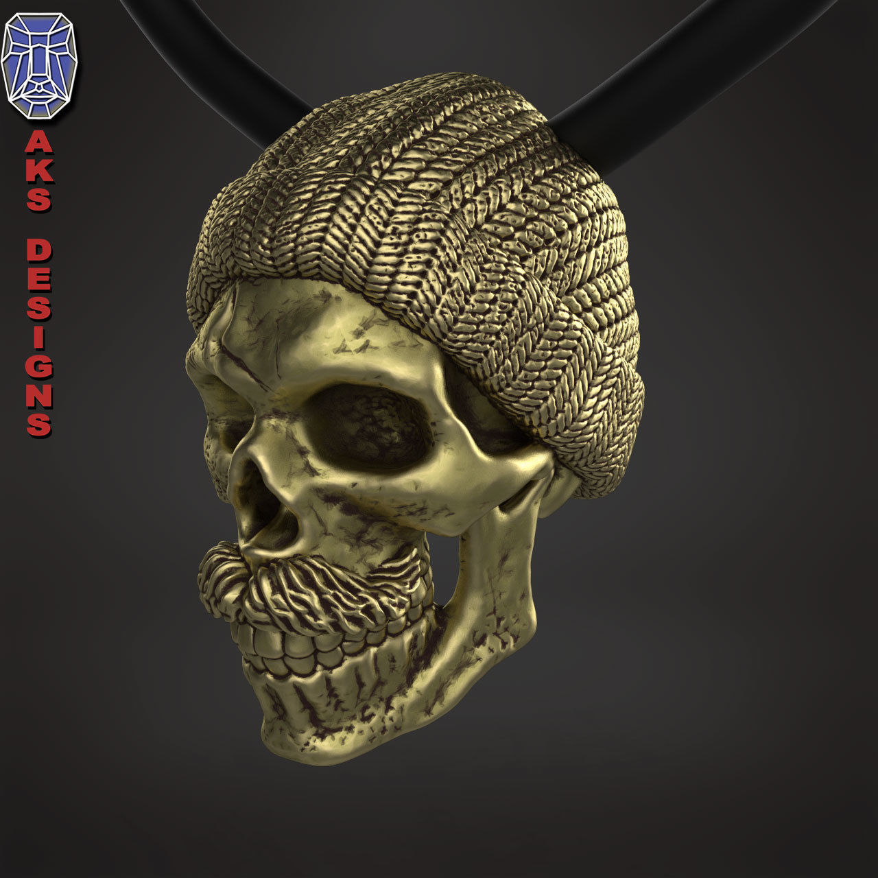 skull Pendant Jewelry skull with cap ver 2 3D print model_4