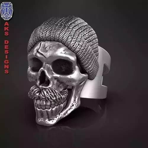 skull Ring jewelry skull with cap ver 2 3D print model