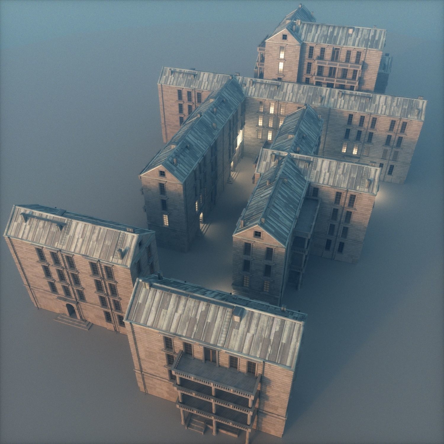 Old appartment building 1700s C 3D model_4