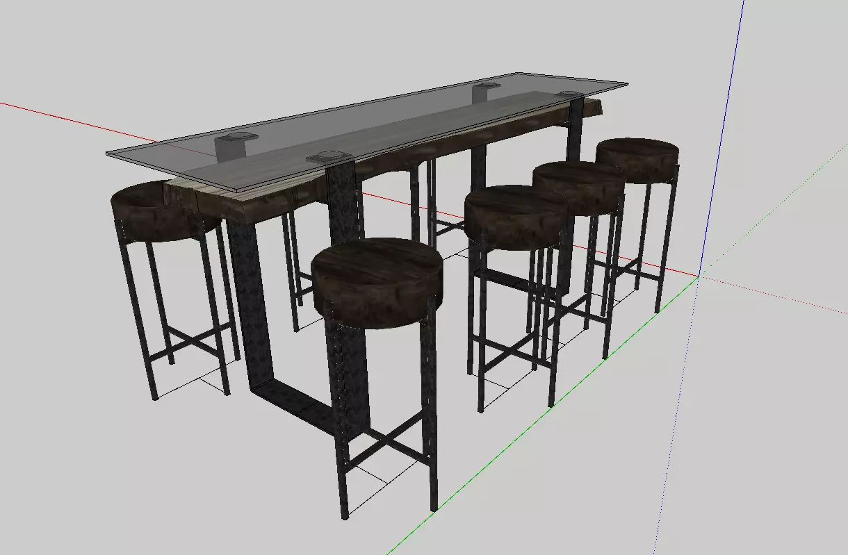 Bar dining table set Free 3D model_0