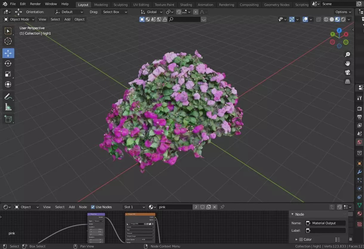 Pink flowers - scanned 3D model_0