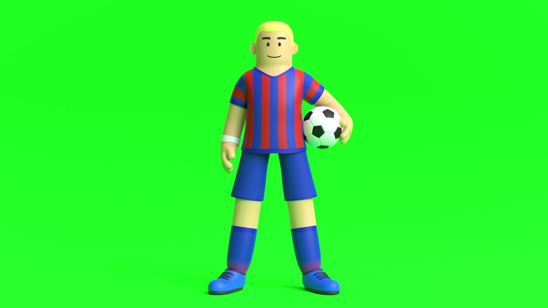 Minimal Soccer player 3D Cartoon Character 3D model_2