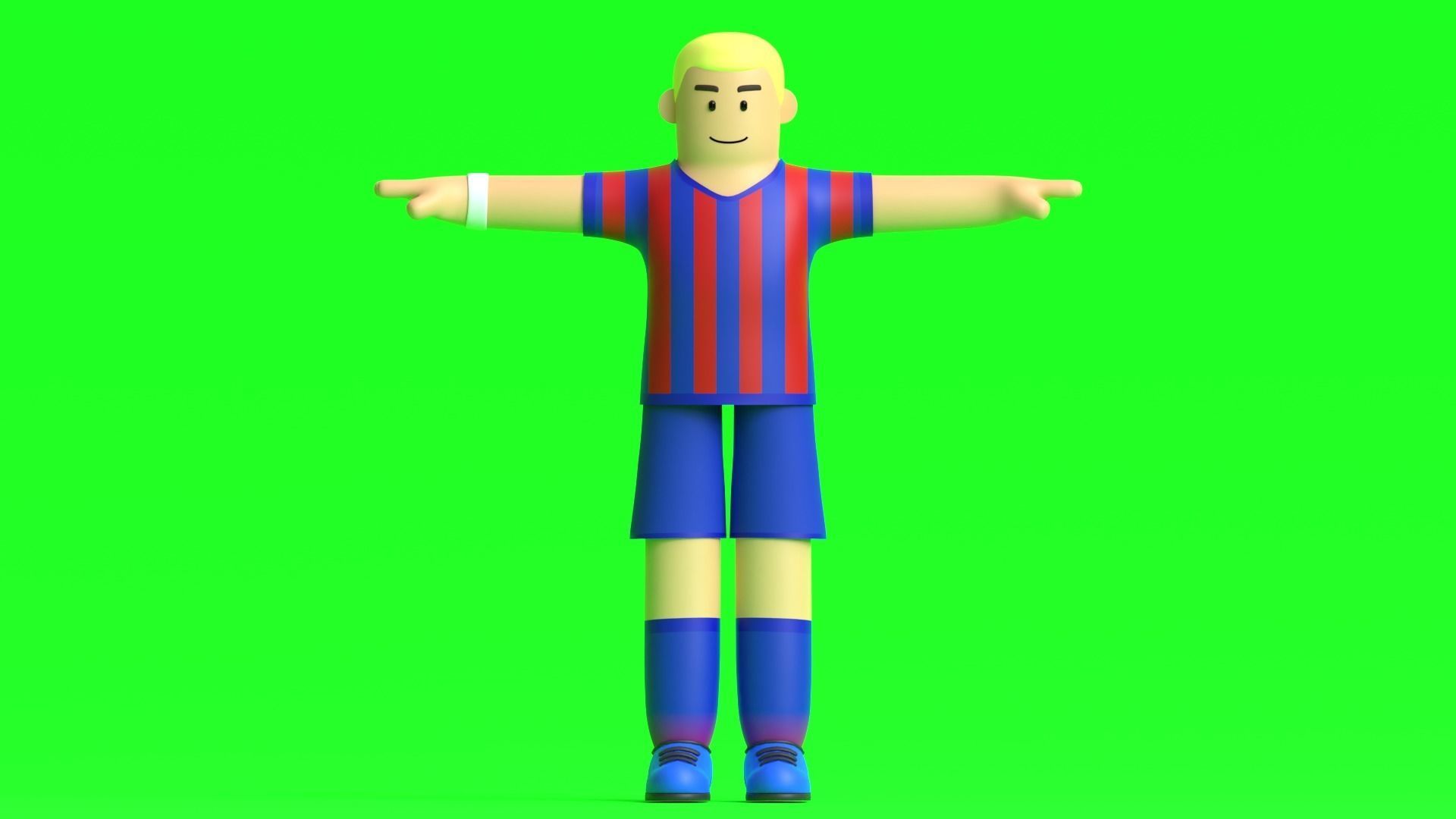 Minimal Soccer player 3D Cartoon Character 3D model_8