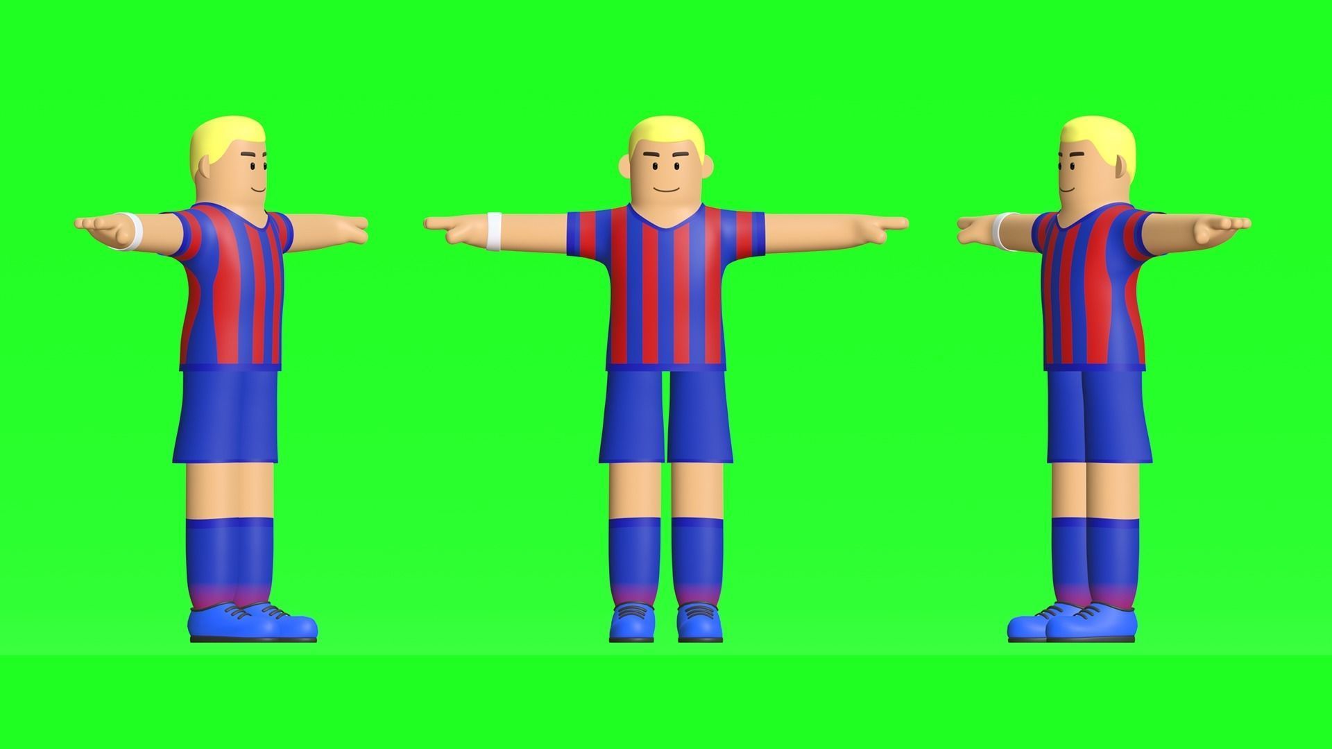 Minimal Soccer player 3D Cartoon Character 3D model_6