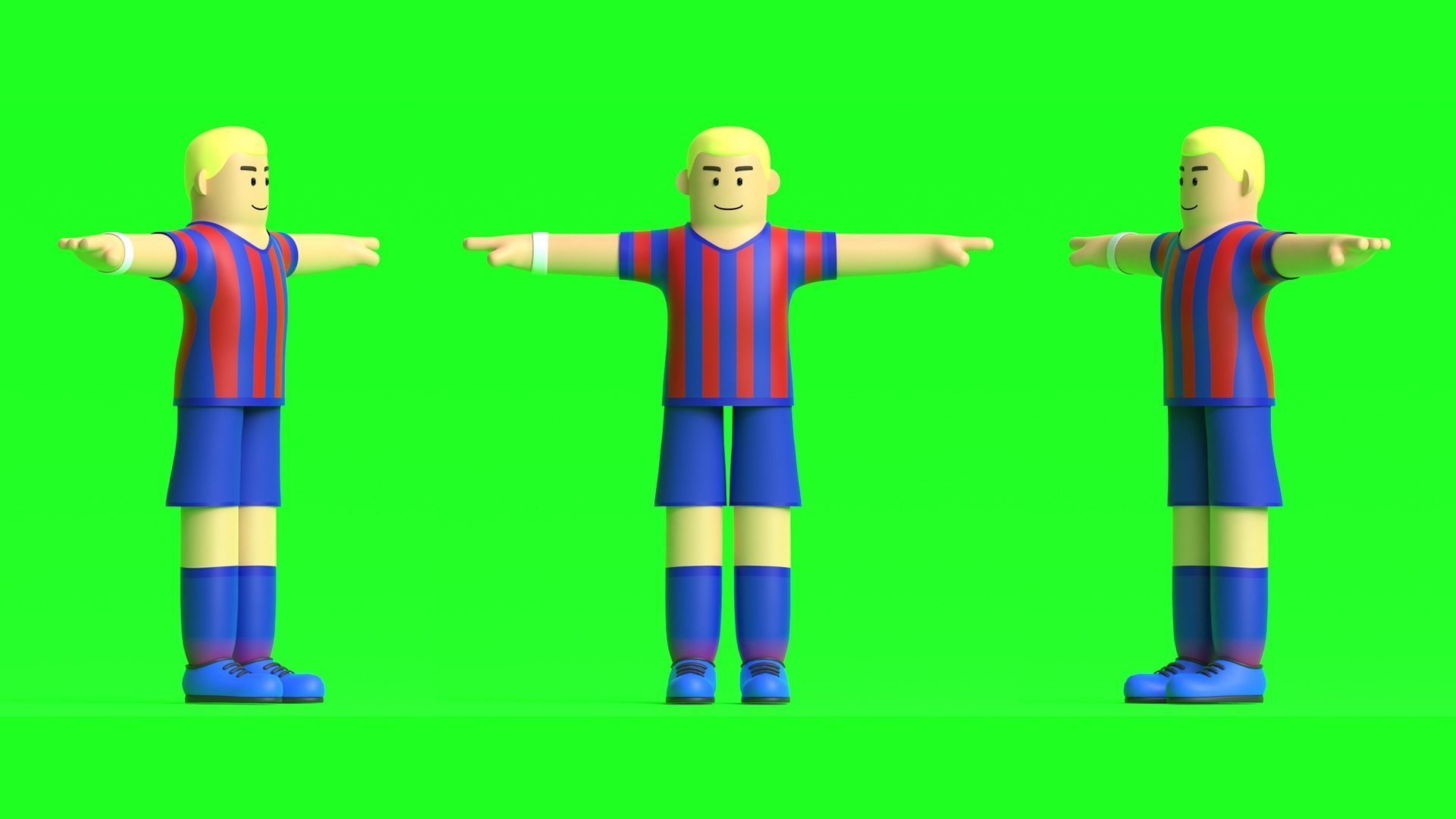 Minimal Soccer player 3D Cartoon Character 3D model_5