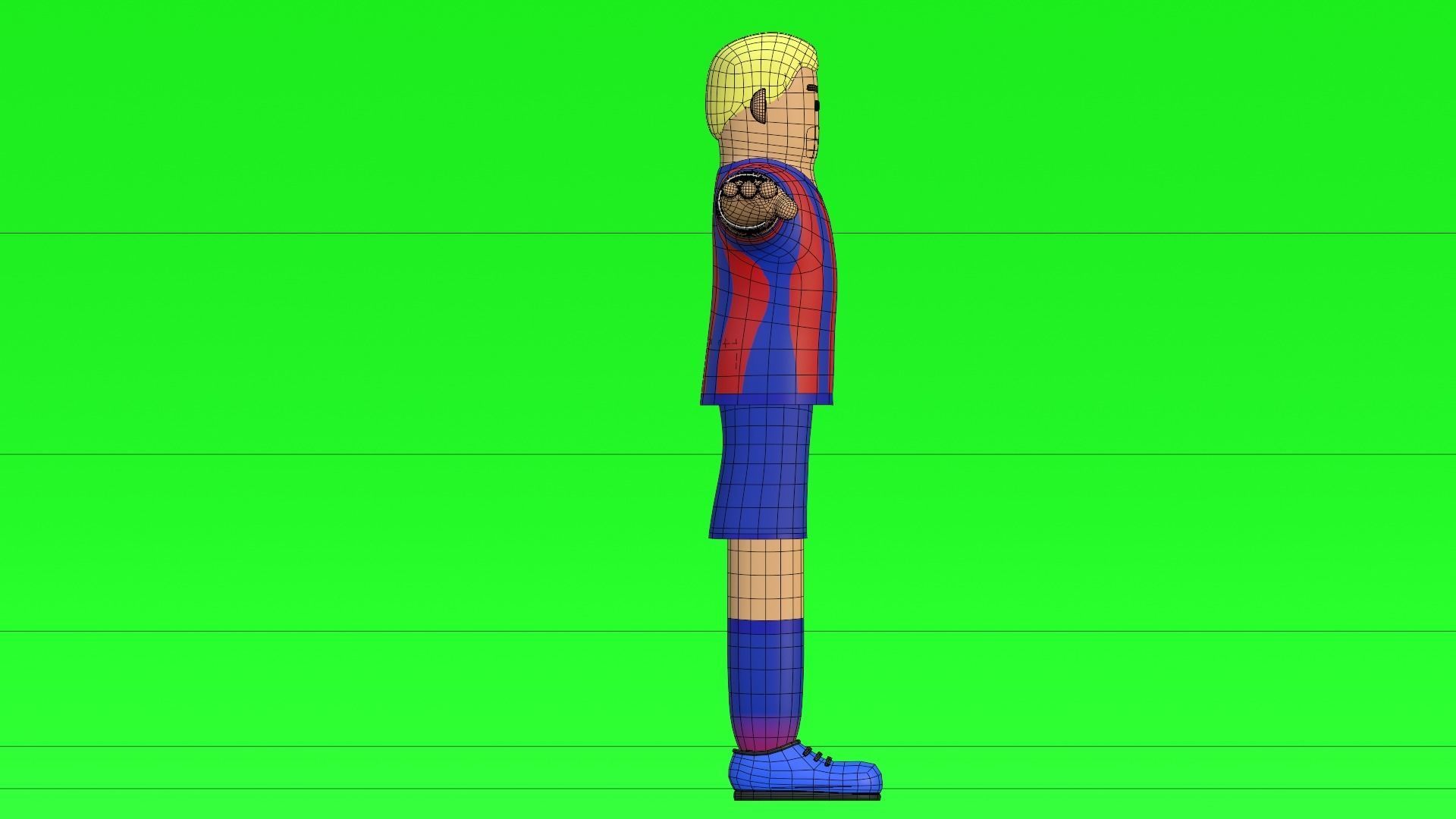 Minimal Soccer player 3D Cartoon Character 3D model_25