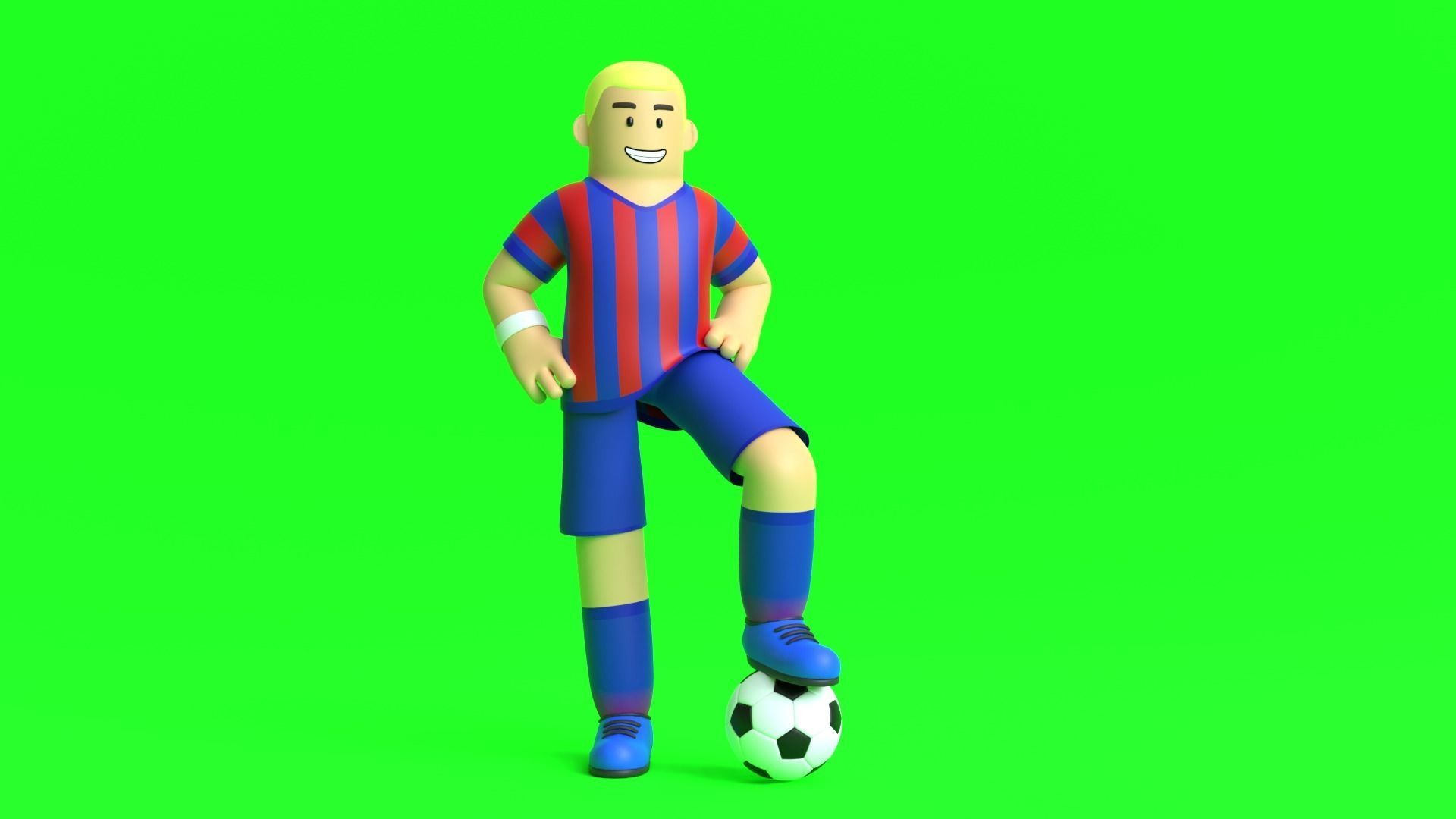 Minimal Soccer player 3D Cartoon Character 3D model_3
