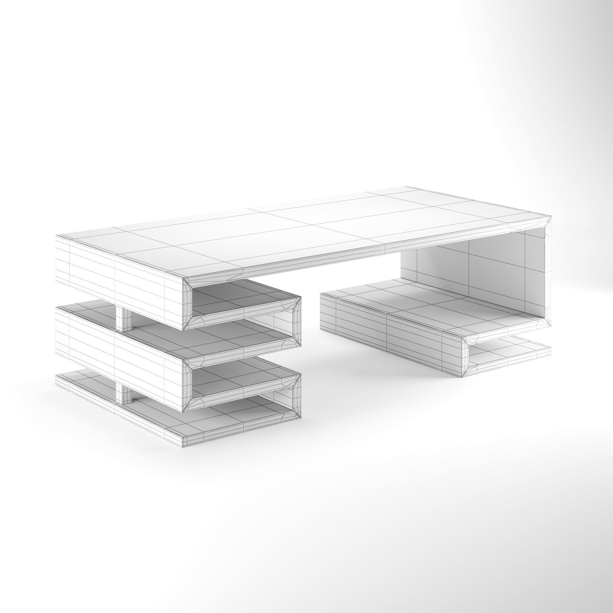 Wooden Office Counter 3D model_3