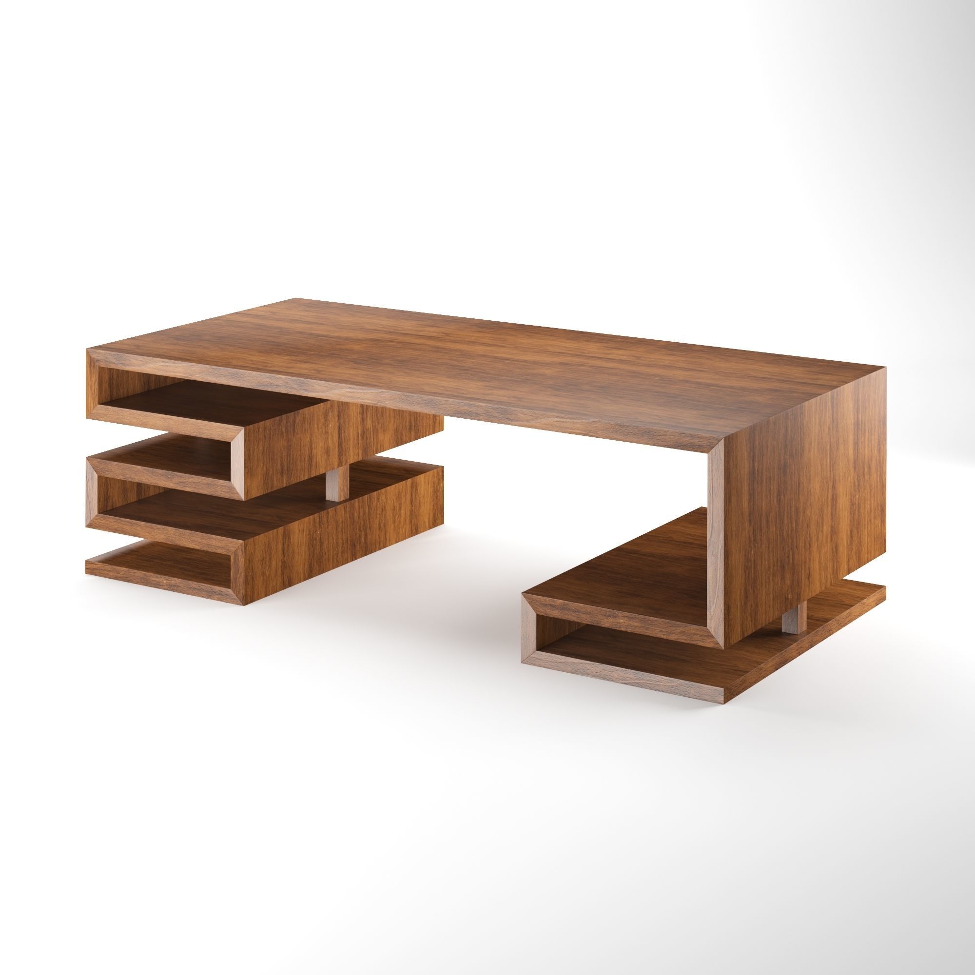 Wooden Office Counter 3D model_2