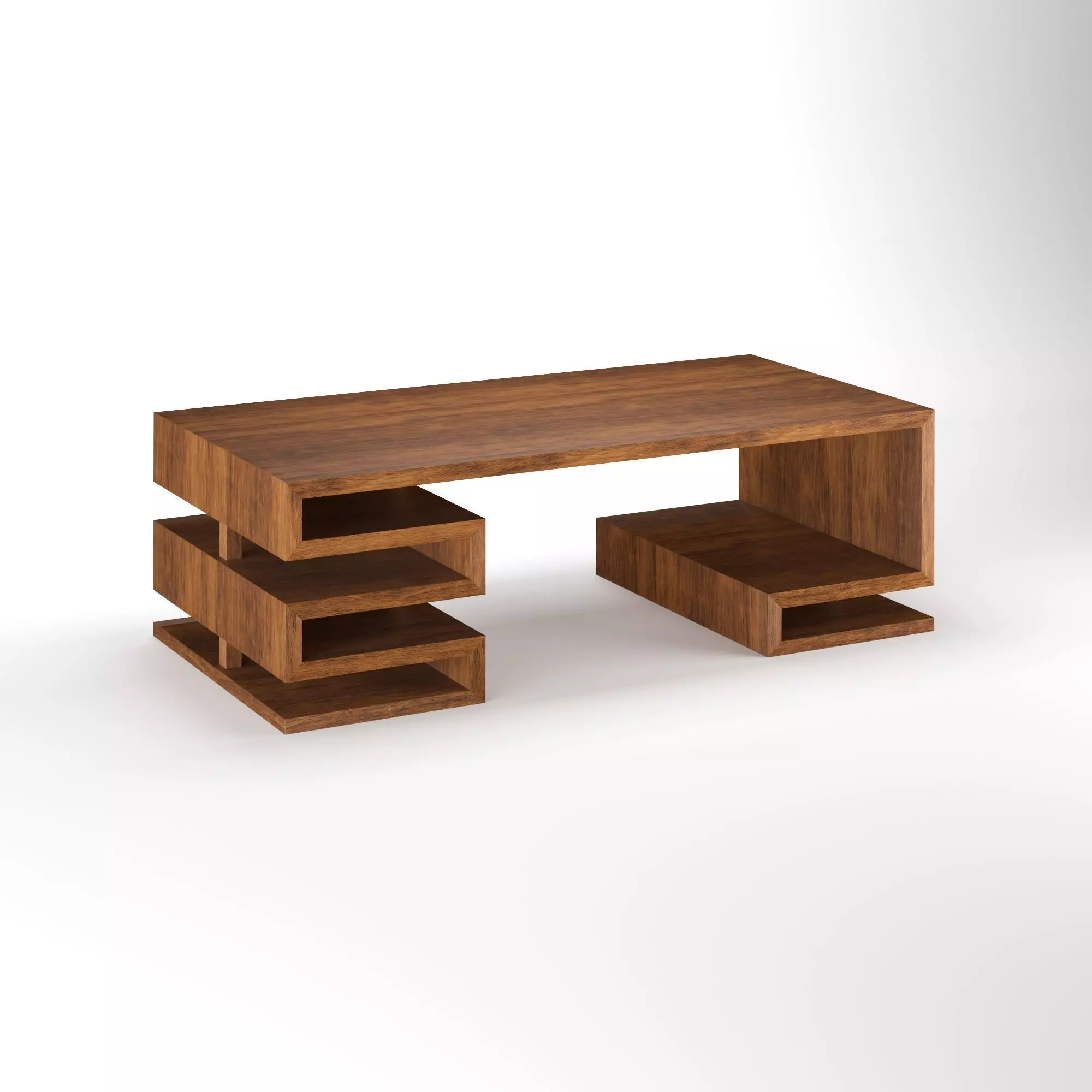 Wooden Office Counter 3D model_0