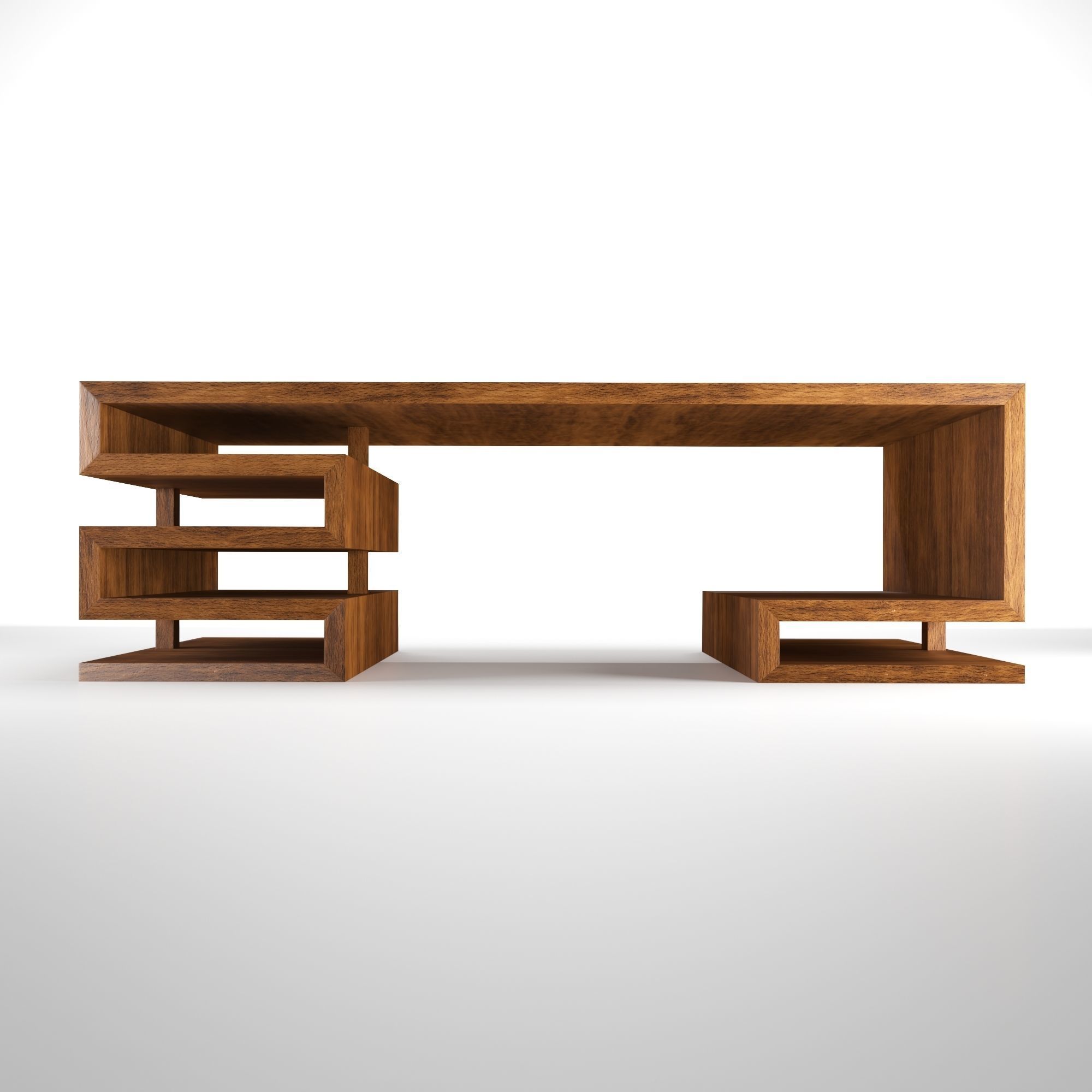 Wooden Office Counter 3D model_1