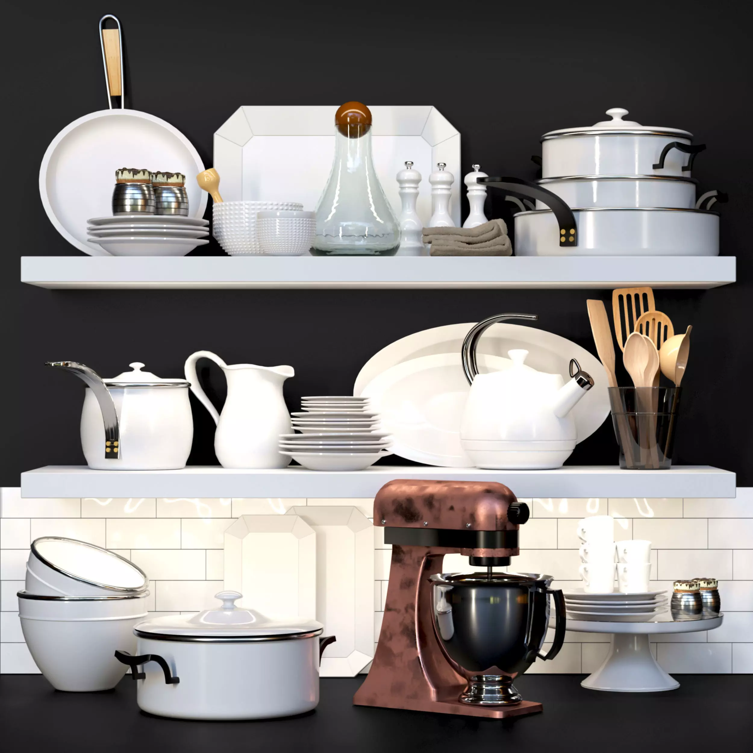A set of dishes for the kitchen 3D model